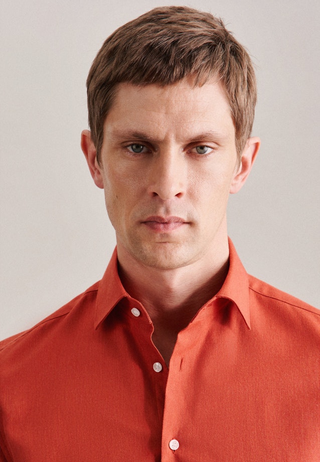 Flannel shirt in Slim with Kent-Collar in Orange | Seidensticker Onlineshop