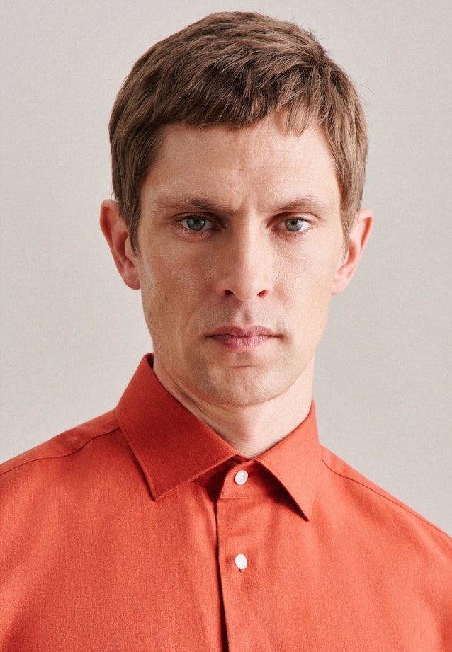 Slim Flanellhemd Uni in Orange |  Seidensticker Onlineshop