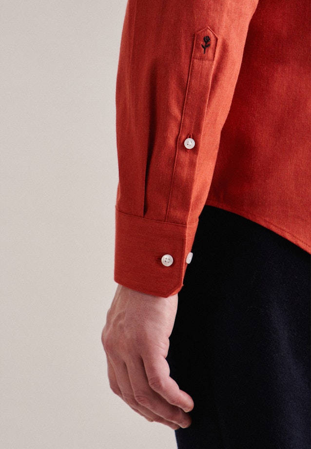 Slim Flanellhemd Uni in Orange |  Seidensticker Onlineshop