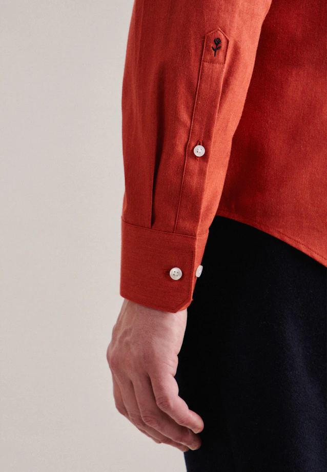 Slim Flanellhemd Uni in Orange |  Seidensticker Onlineshop