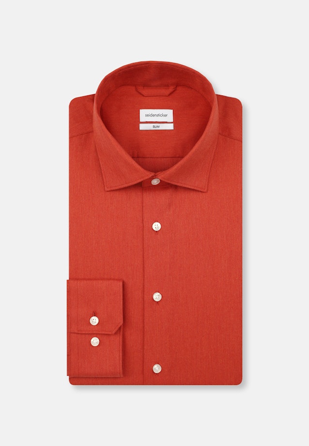 Slim Flanellhemd Uni in Orange |  Seidensticker Onlineshop