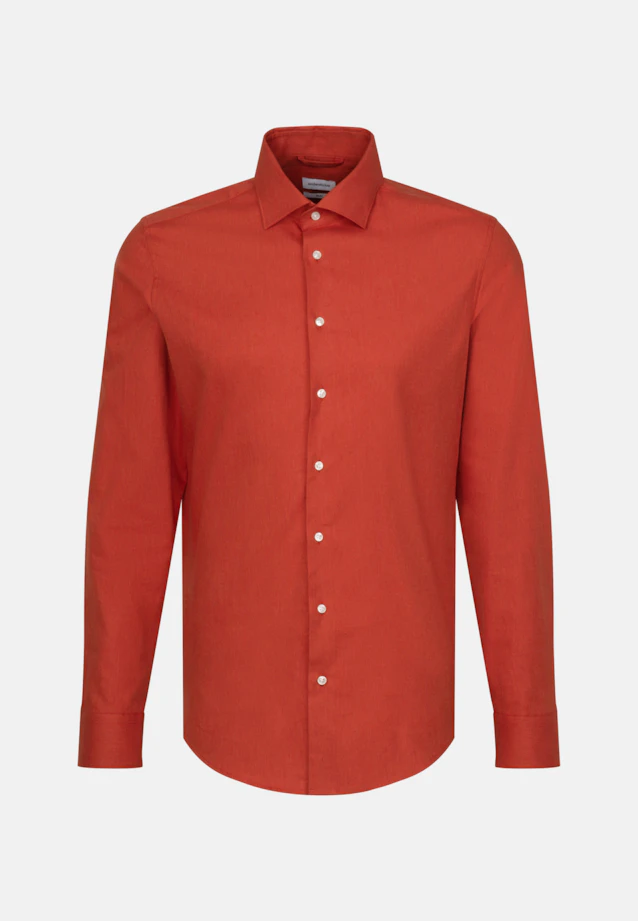 Slim Flanellhemd Uni in Orange |  Seidensticker Onlineshop