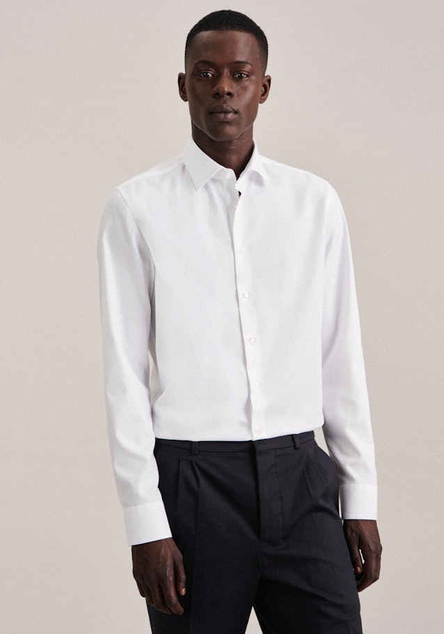 Flannel shirt in Slim with Kent-Collar in White | Seidensticker Onlineshop