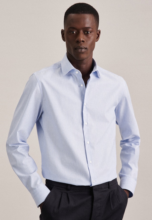 Flannel shirt in Slim with Kent-Collar in Light Blue | Seidensticker Onlineshop
