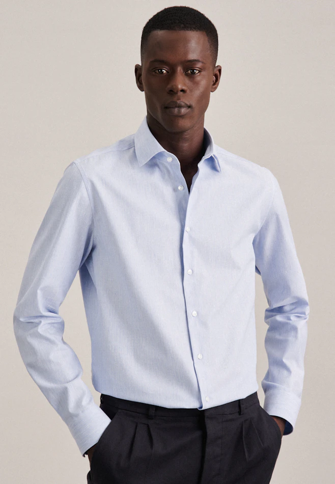 Slim Flanellhemd Uni in Hellblau | Seidensticker Onlineshop
