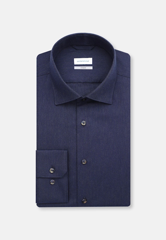 X-Slim Flanellhemd Uni in Dunkelblau |  Seidensticker Onlineshop