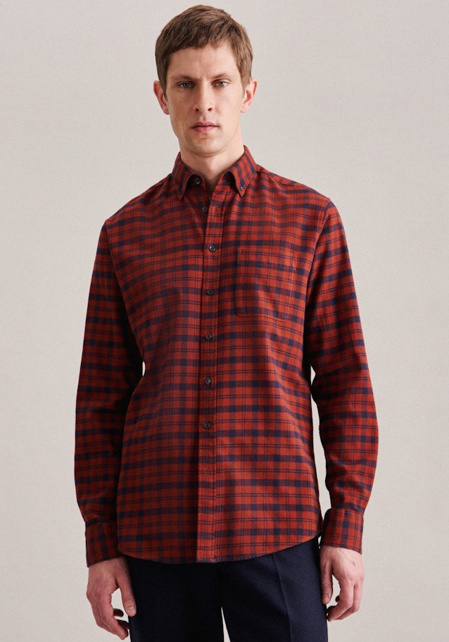 Casual Shirt in Regular with Button-Down-Collar in Orange |  Seidensticker Onlineshop