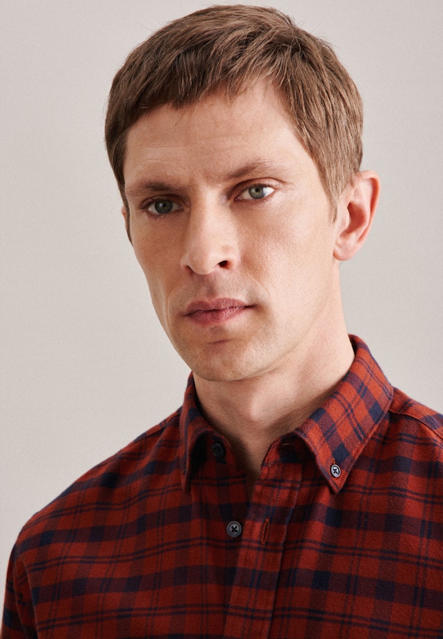 Regular Casual Hemd Karo in Orange |  Seidensticker Onlineshop