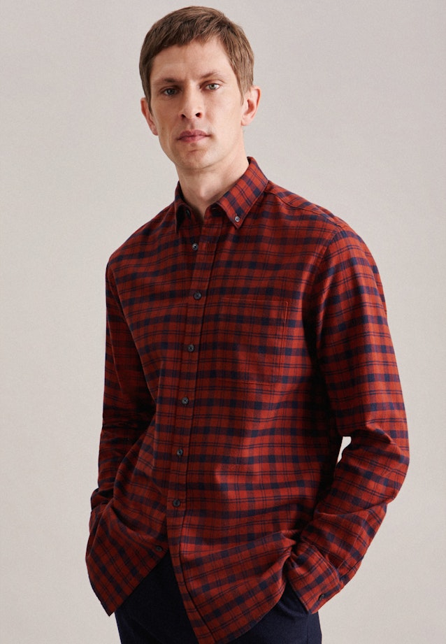 Regular Casual Hemd Karo in Orange |  Seidensticker Onlineshop