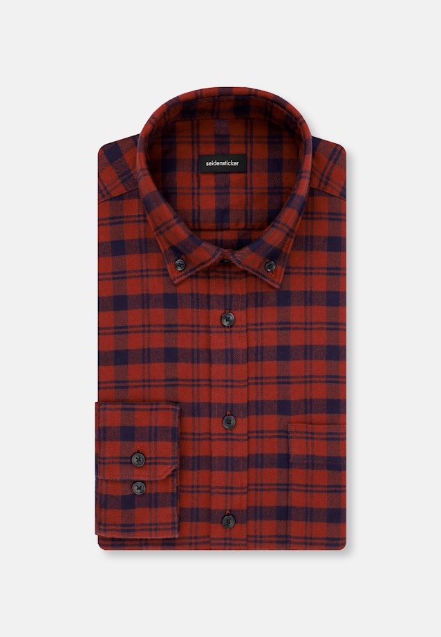 Regular Casual Hemd Karo in Orange |  Seidensticker Onlineshop