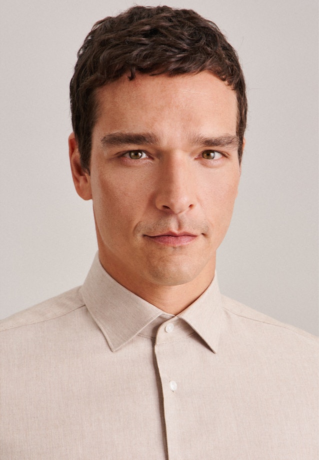 Flannel shirt in Shaped with Kent-Collar in Brown |  Seidensticker Onlineshop