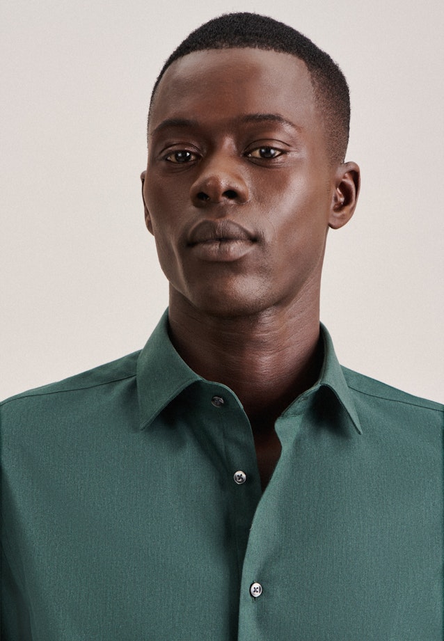 Flannel shirt in Shaped with Kent-Collar in Green | Seidensticker Onlineshop