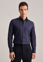 Shaped Chemise en flanelle Uni in Bleu Foncé |  Seidensticker Onlineshop
