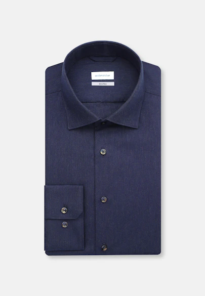 Shaped Flanellhemd Uni in Dunkelblau |  Seidensticker Onlineshop