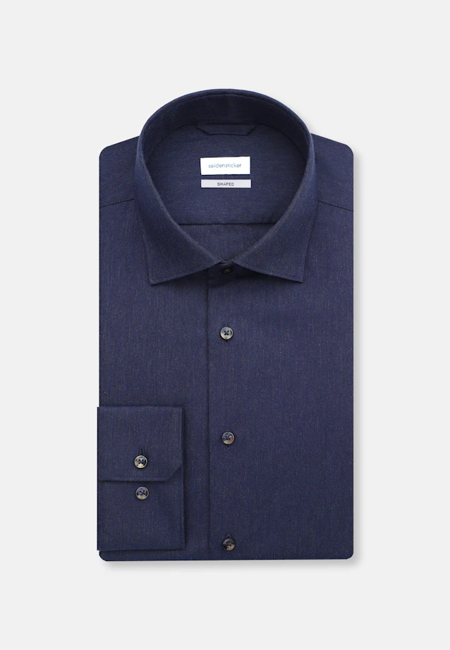 Shaped Flanellhemd Uni in Dunkelblau |  Seidensticker Onlineshop