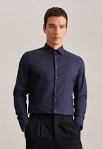 Shaped Chemise en flanelle Uni in Bleu Foncé |  Seidensticker Onlineshop