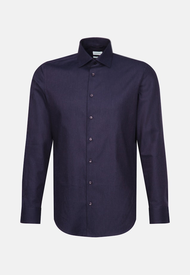 Flannel shirt in Shaped with Kent-Collar in Dark Blue |  Seidensticker Onlineshop