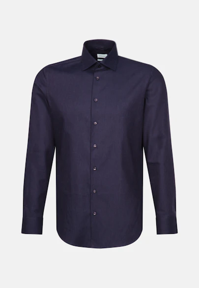 Shaped Flanellhemd Uni in Dunkelblau |  Seidensticker Onlineshop