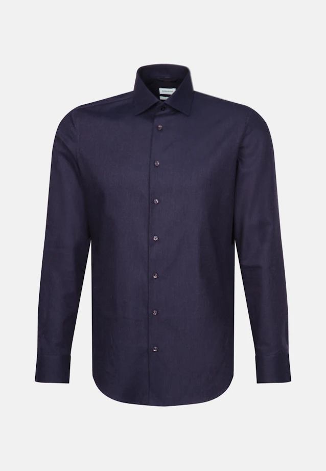 Shaped Flanellhemd Uni in Dunkelblau |  Seidensticker Onlineshop