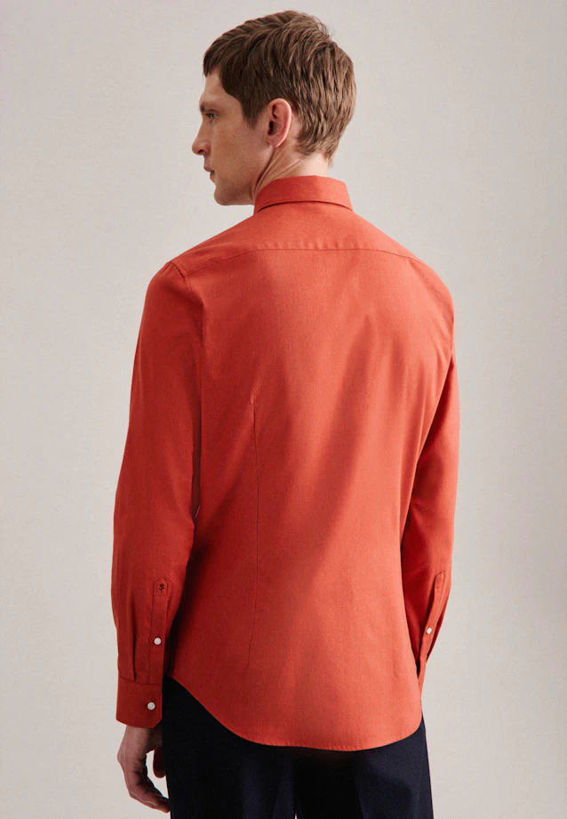 Shaped Flanellhemd Uni in Orange |  Seidensticker Onlineshop