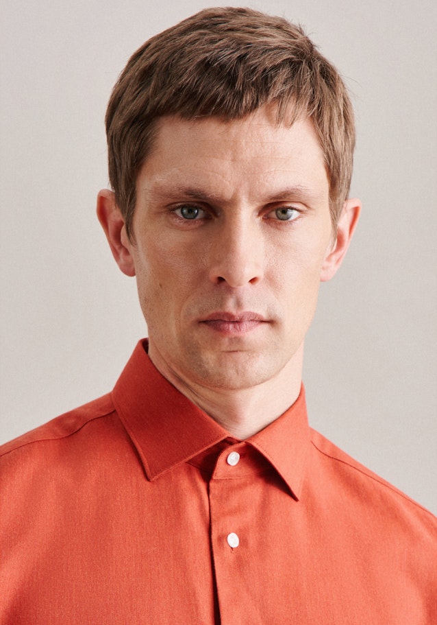 Shaped Flanellhemd Uni in Orange | Seidensticker Onlineshop