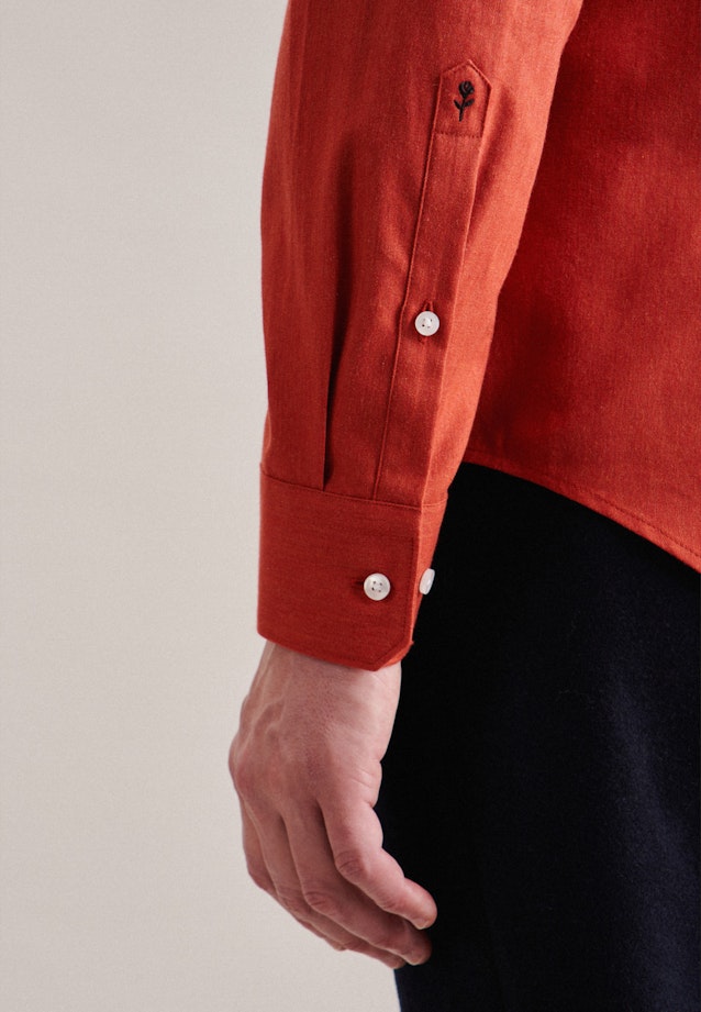 Flannel shirt in Shaped with Kent-Collar in Orange |  Seidensticker Onlineshop