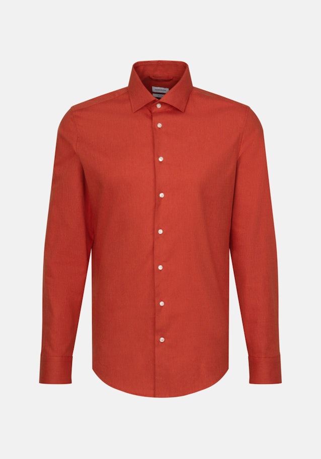 Shaped Flanellhemd Uni in Orange | Seidensticker Onlineshop