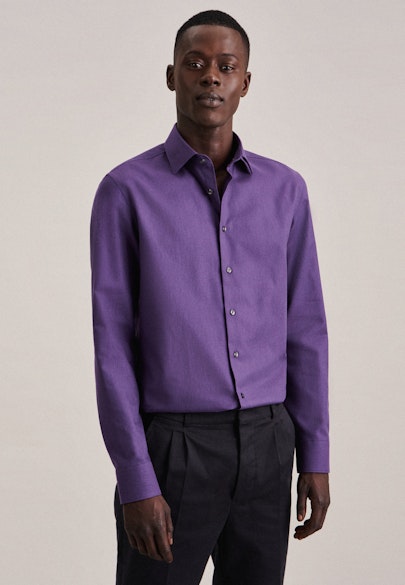 Shaped Flanellhemd Uni in Lila |  Seidensticker Onlineshop