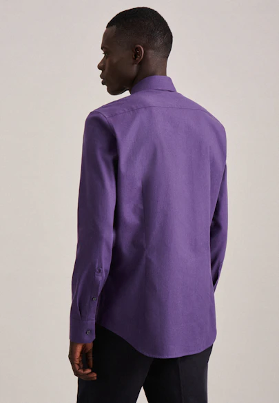 Shaped Flanellhemd Uni in Lila |  Seidensticker Onlineshop