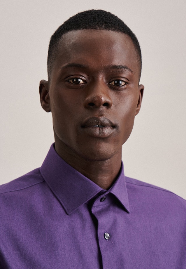 Shaped Flanellhemd Uni in Lila |  Seidensticker Onlineshop