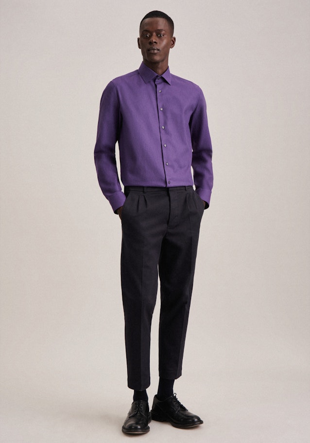 Flannel shirt in Shaped with Kent-Collar in Purple |  Seidensticker Onlineshop