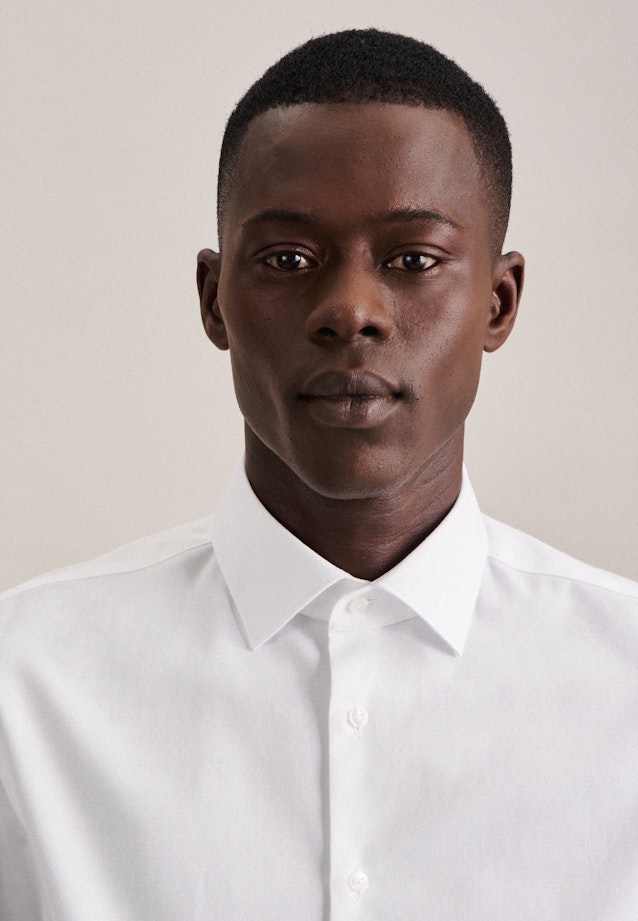Flannel shirt in Shaped with Kent-Collar in White |  Seidensticker Onlineshop