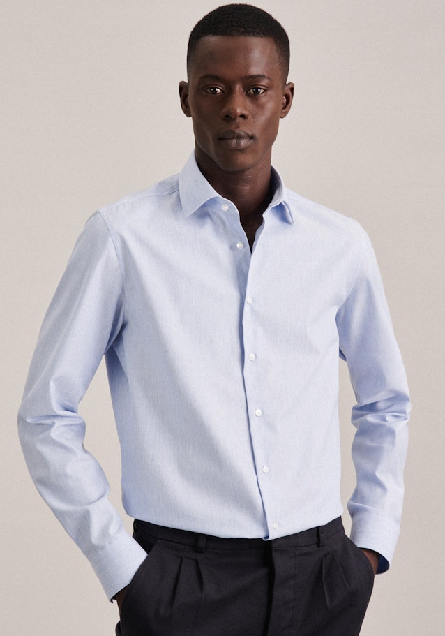 Flannel shirt in Shaped with Kent-Collar in Light Blue | Seidensticker Onlineshop