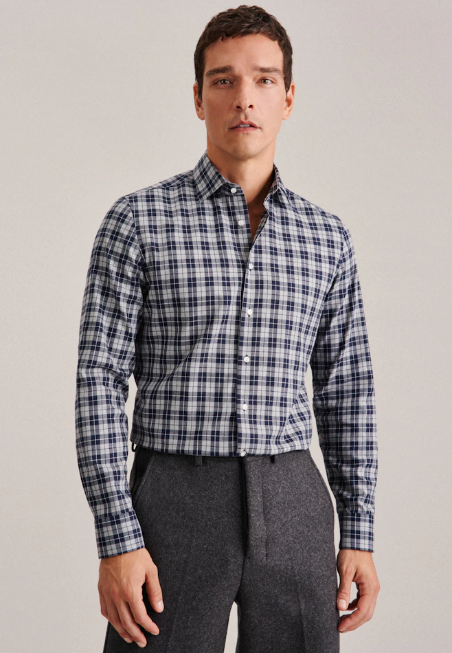 Slim Flanellhemd Karo in Grau | Seidensticker Onlineshop