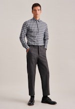 Flannel shirt in Slim with Kent-Collar in Grey |  Seidensticker Onlineshop