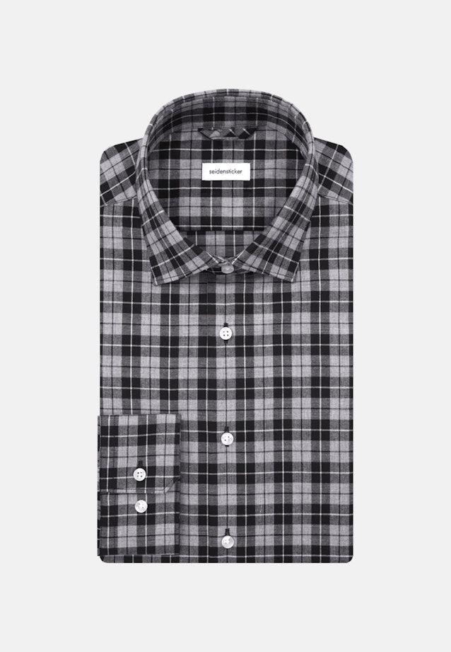 Flannel shirt in Slim with Kent-Collar in Grey |  Seidensticker Onlineshop