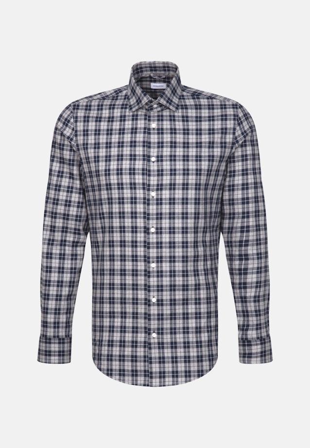 Flannel shirt in Slim with Kent-Collar in Grey |  Seidensticker Onlineshop