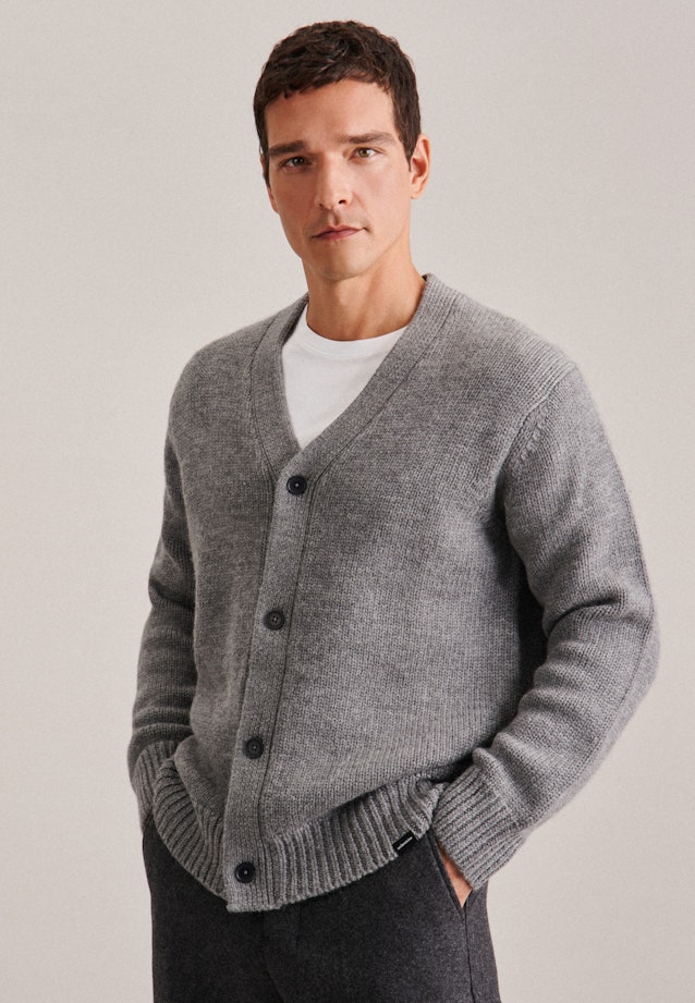 V-Neck Knit Jacket in Grey |  Seidensticker Onlineshop