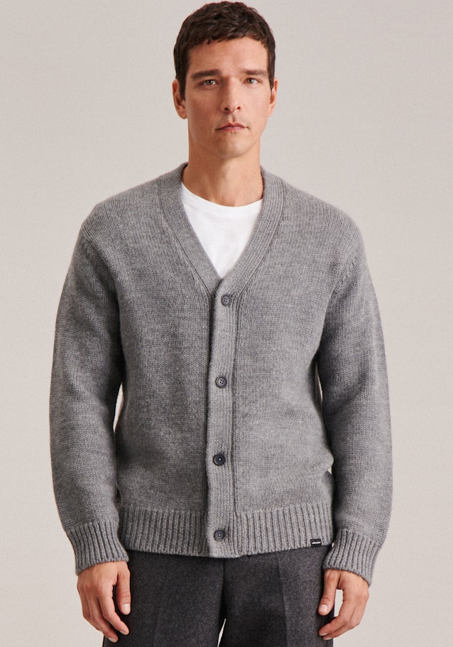 V-Neck Knit Jacket in Grey |  Seidensticker Onlineshop