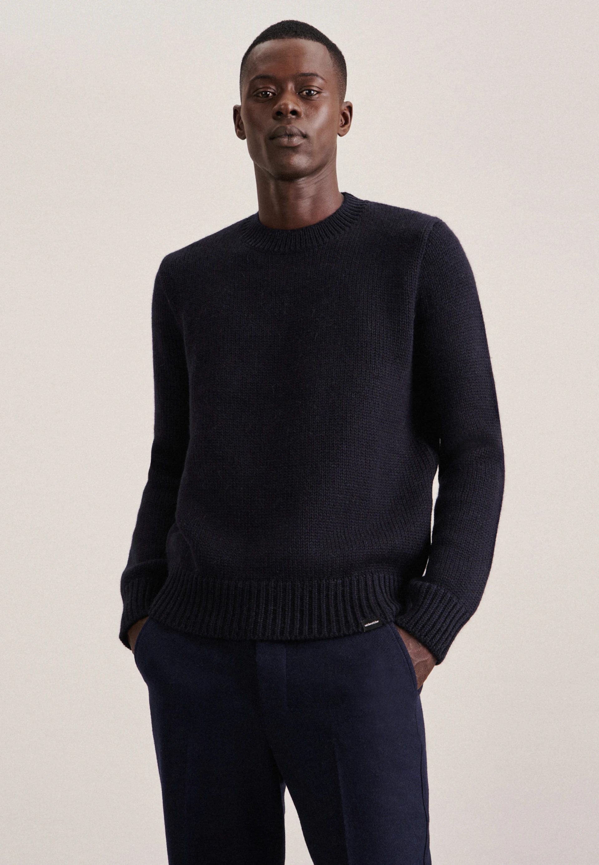 Herren Rundhals Pullover Regular dunkelblau | Seidensticker 