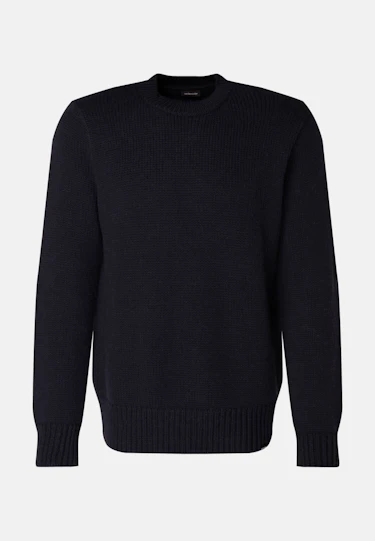 Herren Rundhals Pullover Regular dunkelblau | Seidensticker