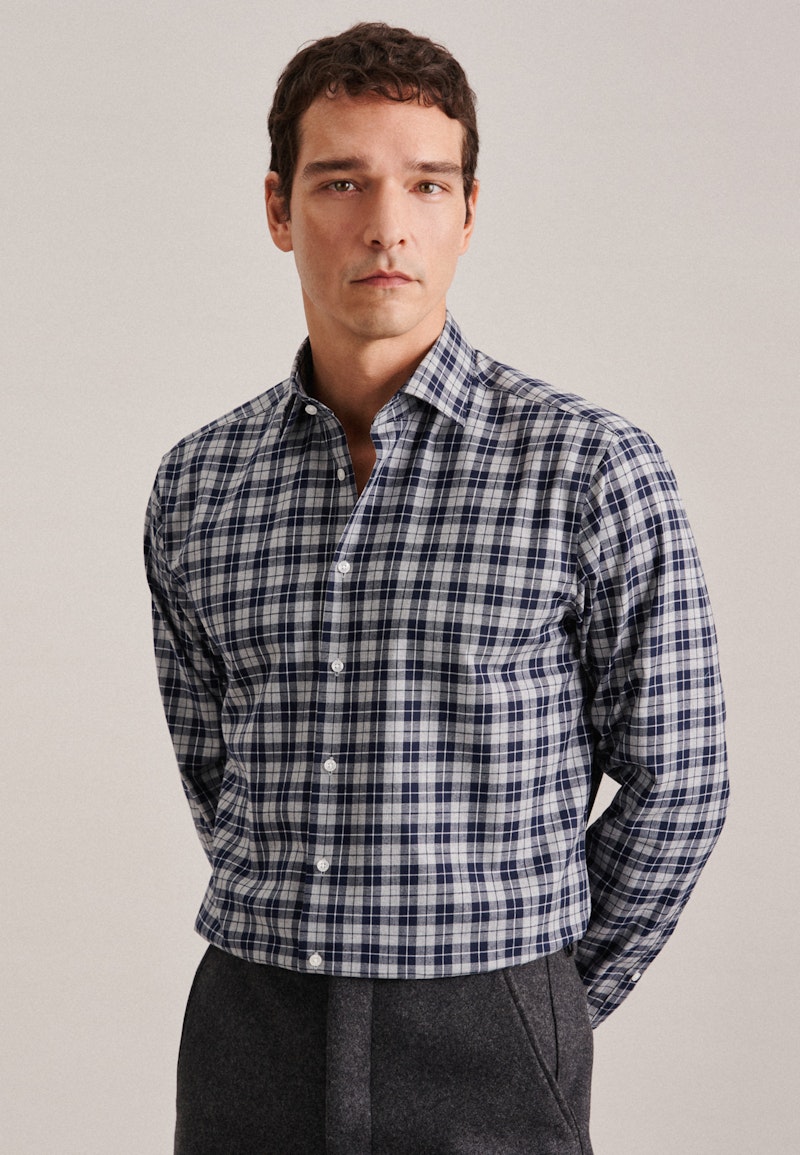 Flannel shirt in Regular with Kent-Collar