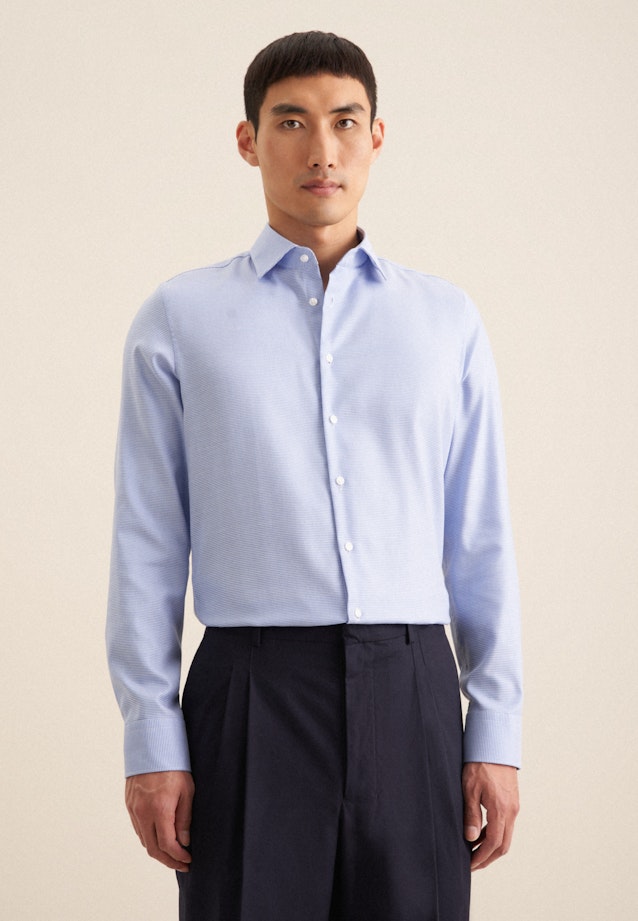 Chemise d'affaires Slim sans repassage Col Kent in Bleu Moyen |  Seidensticker Onlineshop