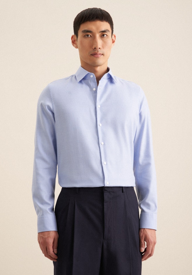 Slim Chemise d'affaires Structure dans Bleu Moyen | Boutique en ligne Seidensticker