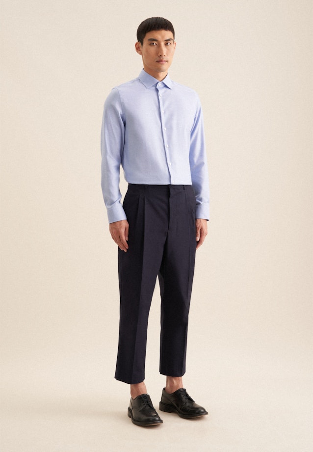 Slim Business Hemd Struktur in Mittelblau |  Seidensticker Onlineshop