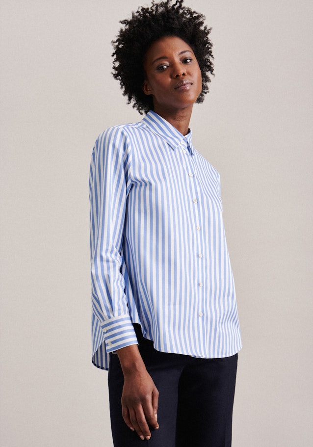 Long sleeve Twill Shirt Blouse in Medium Blue | Seidensticker Onlineshop