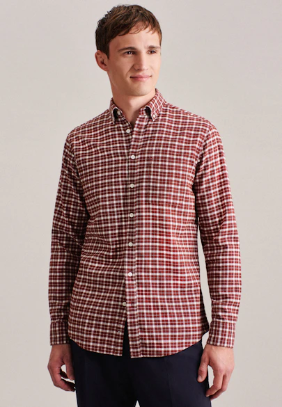 Regular Casual shirt Check in Orange |  Seidensticker Onlineshop