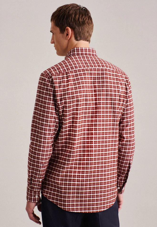Regular Casual Hemd Karo in Orange | Seidensticker Onlineshop