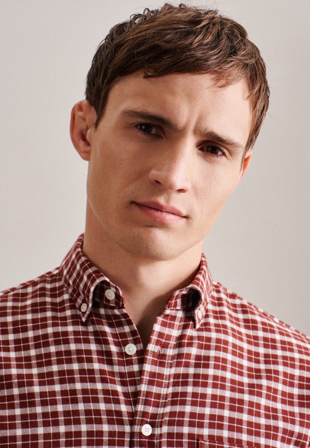 Regular Casual Hemd Karo in Orange |  Seidensticker Onlineshop