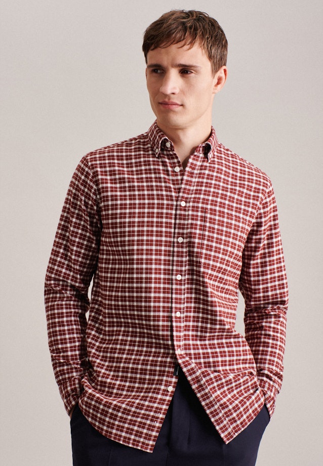 Regular Casual Hemd Karo in Orange |  Seidensticker Onlineshop